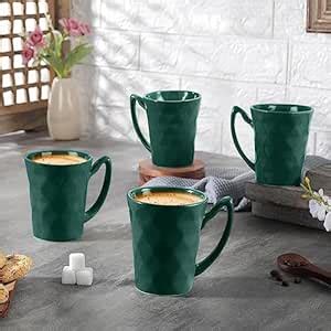 Buy HomeLane Ceramic Coffee & Tea Mugs Set of 4 – 300 ml/Diamond Cut ...