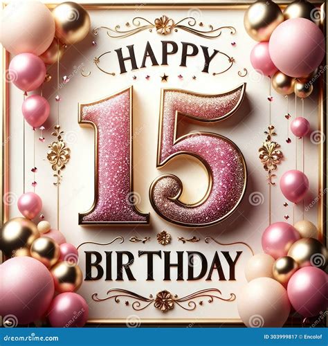 Sparkling 15th Birthday Celebration with Pink and Gold Stock Image ...