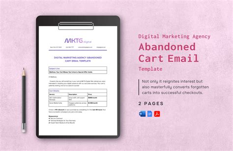 Digital Marketing Agency Abandoned Cart Email Template in PDF, Word ...