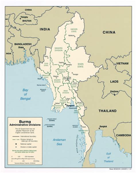 Large scale administrative divisions map of Burma (Myanmar) - 2007 ...