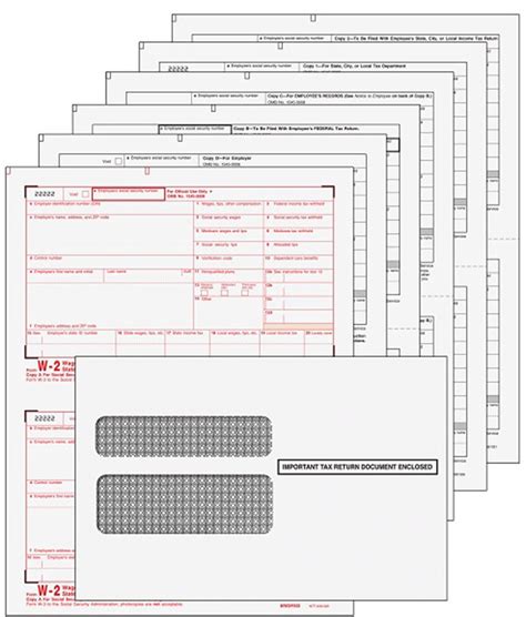 2018 Employee W-2 Laser Forms (W2) (6-Part) Kit with Self Seal ...