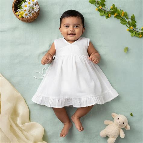 Keebee Organic Cotton Solid Wrap Dress - White | Baby Kids Clothing ...