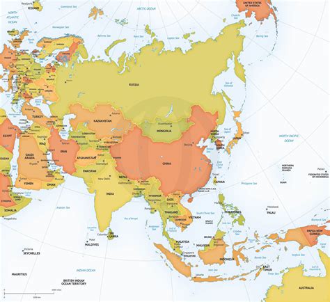 Mapa Del Continente Asiático Un Mapa De Vector Detallado Del | Images ...