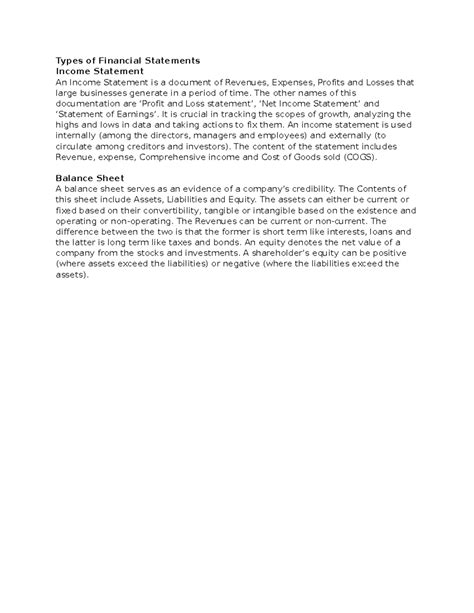 Types - Financial accounting - Types of Financial Statements Income ...