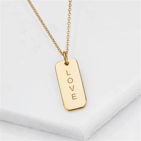 Gold Or Silver Engraved Nameplate Pendant Necklace By LILY & ROO