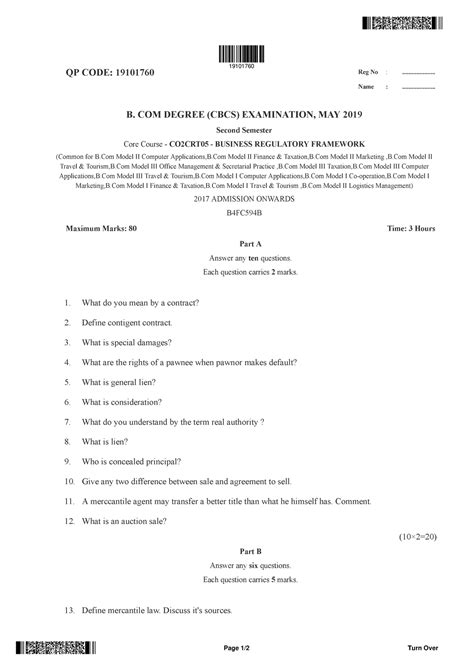 Business Regulatory Framework - QP CODE: 19101760 Reg No ...