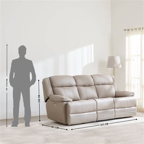 Buy Torino Half Leather 3-Seater Electric Recliner Set - Grey from Home ...