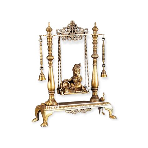 Buy Indian Royal Art Gallery Brass Baby Krishna Statue Sitting on Swing ...