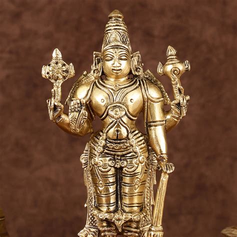 Brass Superfine Standing Lord Vishnu Statue 6.5" – Budhshiv.com