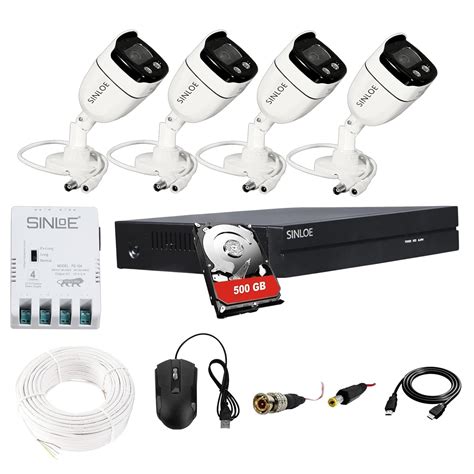 SINLOE 4 Channel 1080P Full HD DVR 2MP Night Color Outdoor Bullet 4 Pcs ...