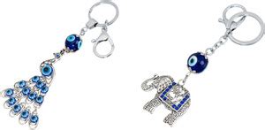 Thatsav Evil Eye Peacock & Evil Eye Elephant Combo (Set of 2) Key Chain ...