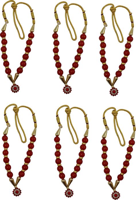 Snabs Small Mala for Gods Idol Red Moti Mala for Photo Frame Gods Idols ...