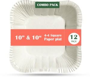 Vantara Disposable Eco-Friendly Paper Square Shaped Plates 10 cm For ...