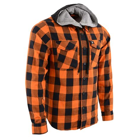 Milwaukee Leather MNG11642 Men's Flannel Plaid Orange and Black Long S ...