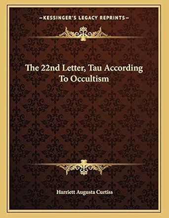 22nd Letter, Tau According to Occultism : Amazon.in: Books