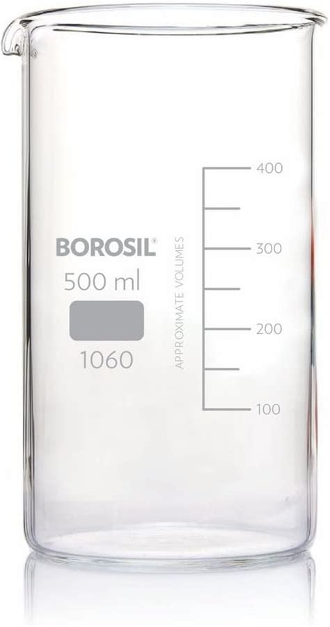 Borosil 1060D24 Tall Form with Spout Beaker, 500 ml : Amazon.in ...