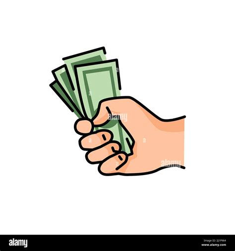 Hand holding a money color line icon. Pictogram for web page, mobile ...