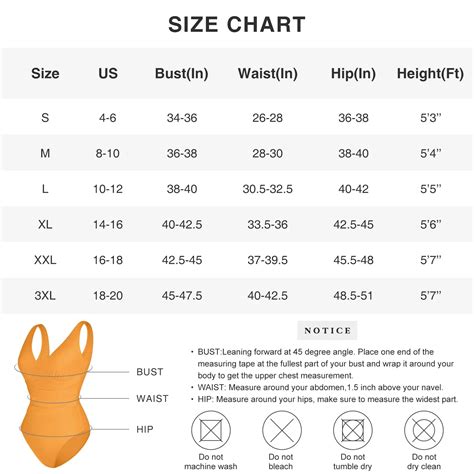 One-piece Swimsuit size chart – Shapers Corp