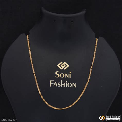 1 Gram Gold Plated Twisted Design Chain for Ladies - Style A637 – Soni ...