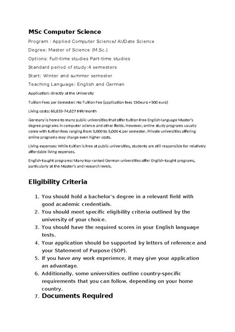 MSc Computer Science course - MSc Computer Science Program : Applied ...