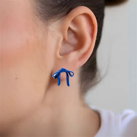 Jewellery Online - Premium Abstract Bow Blue Stud | Nestasia