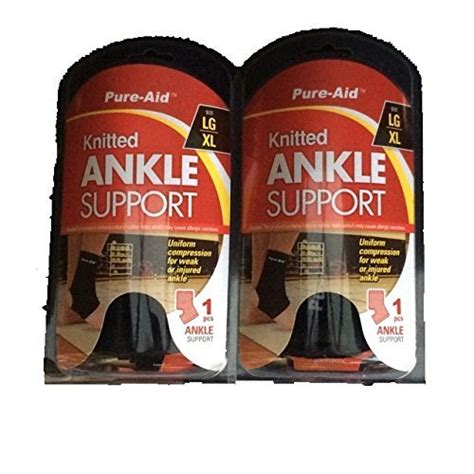Pure-Aid Knitted Ankle Support-size Large/Extra Large-2 Packages-total ...