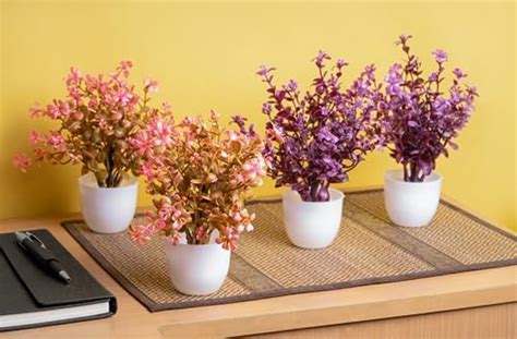 Buy BHOOLU&GOOLU Artificial Mini Flower Trees Miniature Plants (7pcs ...