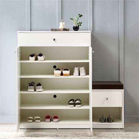 Buy Astra 15 Pairs Shoe Cabinet with Cushion Seat - White from Home ...