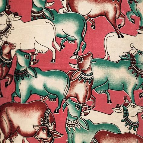 Pre-Cut 0.80 Meter Pure Cotton Kalamkari Light Pink With Green And Whi ...