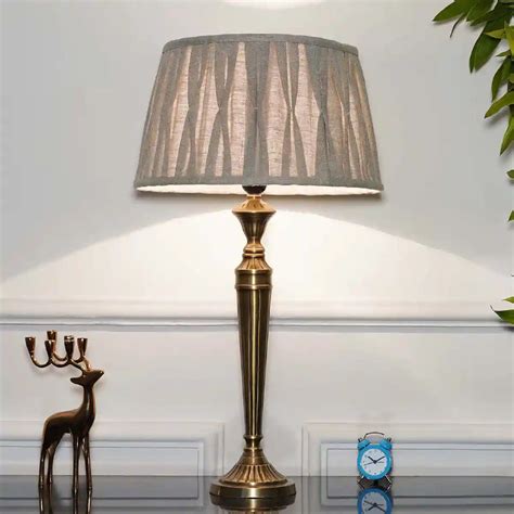 GROOVE Hersey PURE brass Table Lamp With Off White Cotton Shade ...