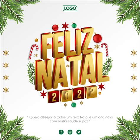 Premium Vector | Greeting design for merry christmas in portuguese