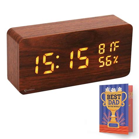 Buy ARCHIES Wooden Digital Clock LED Display Electric Alarm Clocks with ...
