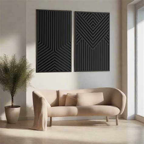 Modern Black Geometric Wall Art Panels for Elegant Living Rooms | Mini ...