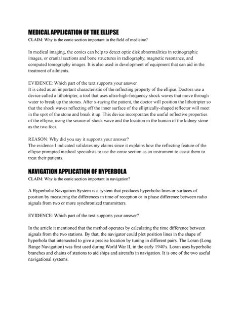 Precal-meaning-making - MEDICAL APPLICATION OF THE ELLIPSE CLAIM: Why ...