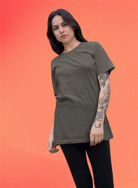 Olive green unisex solid t shirt for women – Uppstring