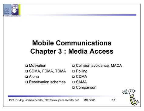 Chapter 3 - Media Access - Mobile Communications Chapter 3 : Media ...