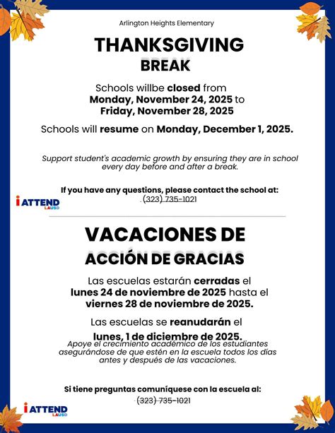 Thanksgiving Break/ Descanso de acción de gracias | Arlington Heights ...