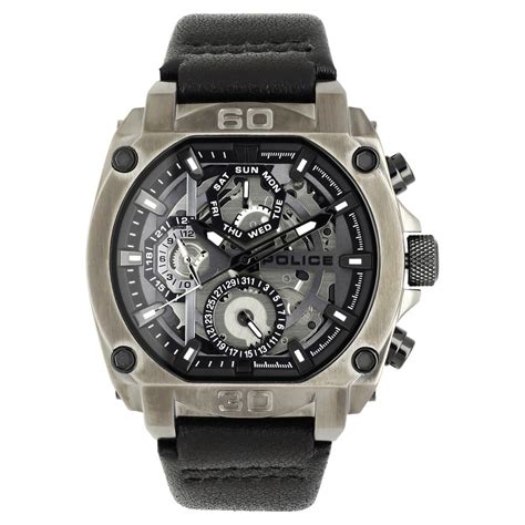 Buy Online Police Quartz Multifunction Grey Dial Leather Strap Watch ...