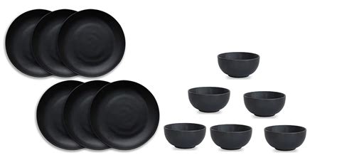 Buy VolCraft Ceramic Dinner Set Black Matte Ceramic 6 Dinner Plates & 6 ...