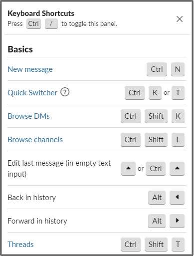 Slack Keyboard Shortcuts 的图像结果
