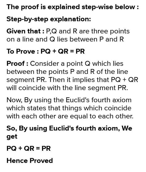 if P,Q and R lie on same no. line and Q lies between P and R then prove ...