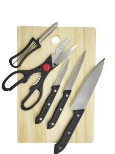 LATESHOP 6 pieces kitchen knife set, Peeler, Scissor With Wooden ...