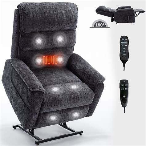 Boyel Living Gray Fabric Dual Motor Power Lift Recliner Chair with ...