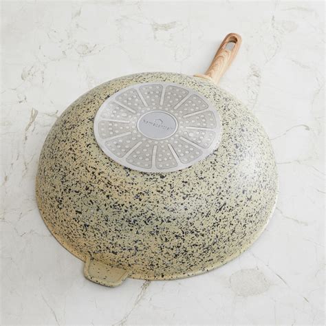 Buy Marshmallow Granite Coated Wok with Triple Wood Handle - 30 cm from ...