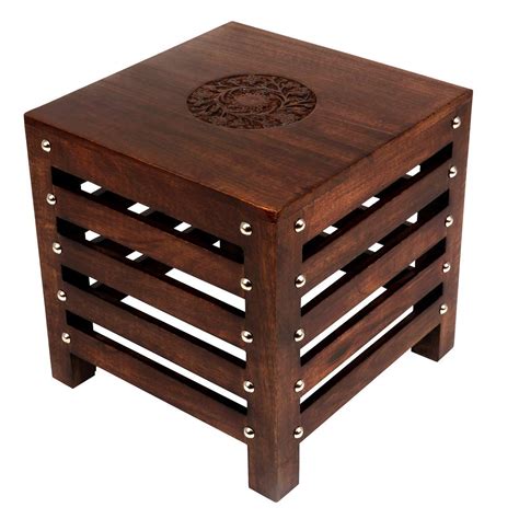GIG Wooden Square Corner Side Stool for Living Room and Office Small ...