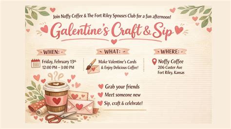 Galentine’s Craft & Sip, Noffy Coffee, Fort Riley, 13 February 2026 ...