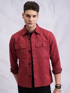 HIGHLANDER Men Solid Casual Maroon Shirt - Buy HIGHLANDER Men Solid ...