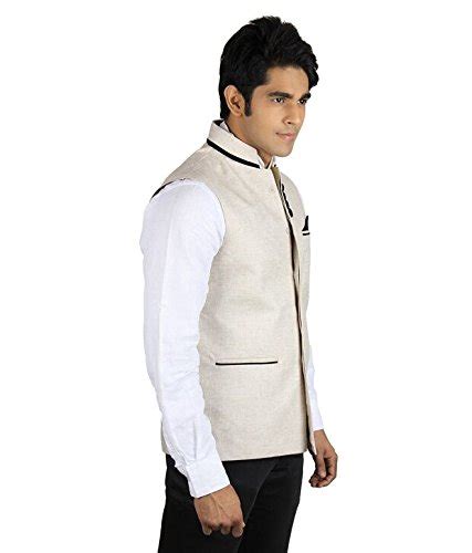 Buy Veera Paridhaan Men Jute Designer Chinese Collar Nehru Jacket ...