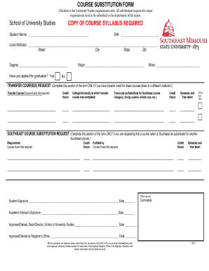 Fillable Online Course Substitution Form - Murray State University Fax ...