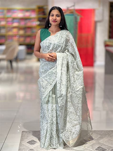 Floral Embroidered Tissue Saree | BLD755 – Aham Designer Boutique